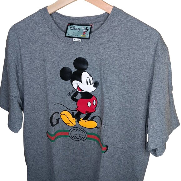 GUCCI X Disney Mickey Gray Tee Like New Small Oversize Relaxed Fit Unisex - Picture 3 of 7